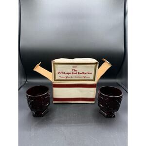 Vintage Avon 1876 Cape Cod Ruby Red Footed Glasses-Set of 2,New in Box